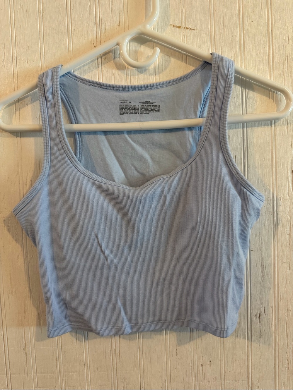 Auden Light Blue Ribbed Crop Tank